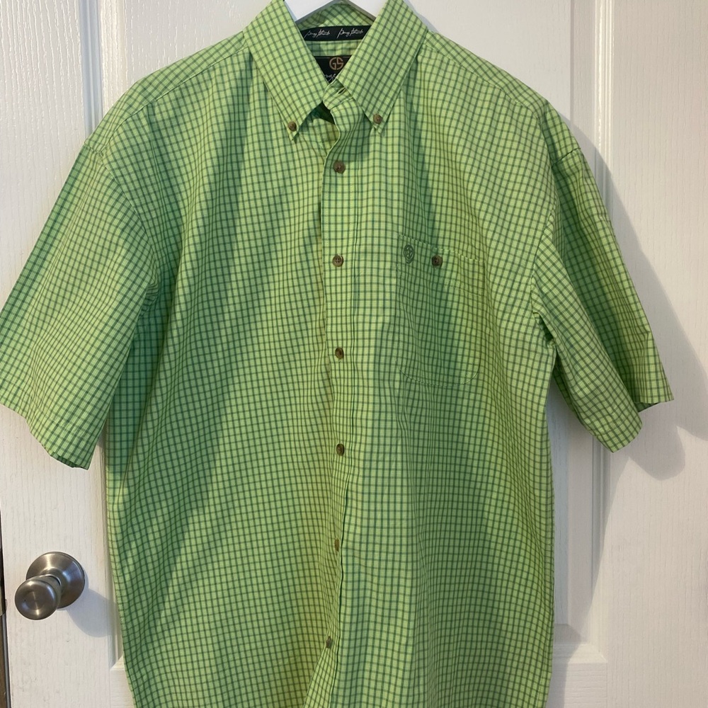 Men’s wrangler shirt Wrangler Lime Plaid Men's Button Down Shirt size large